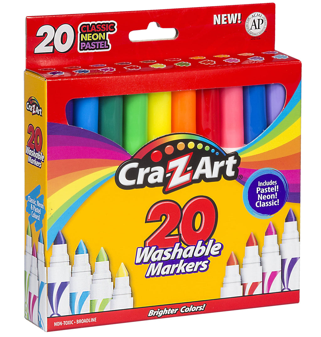 20 Count Multicolor Broad Line Washable Art Markers, Back to School Supplies - Image 3