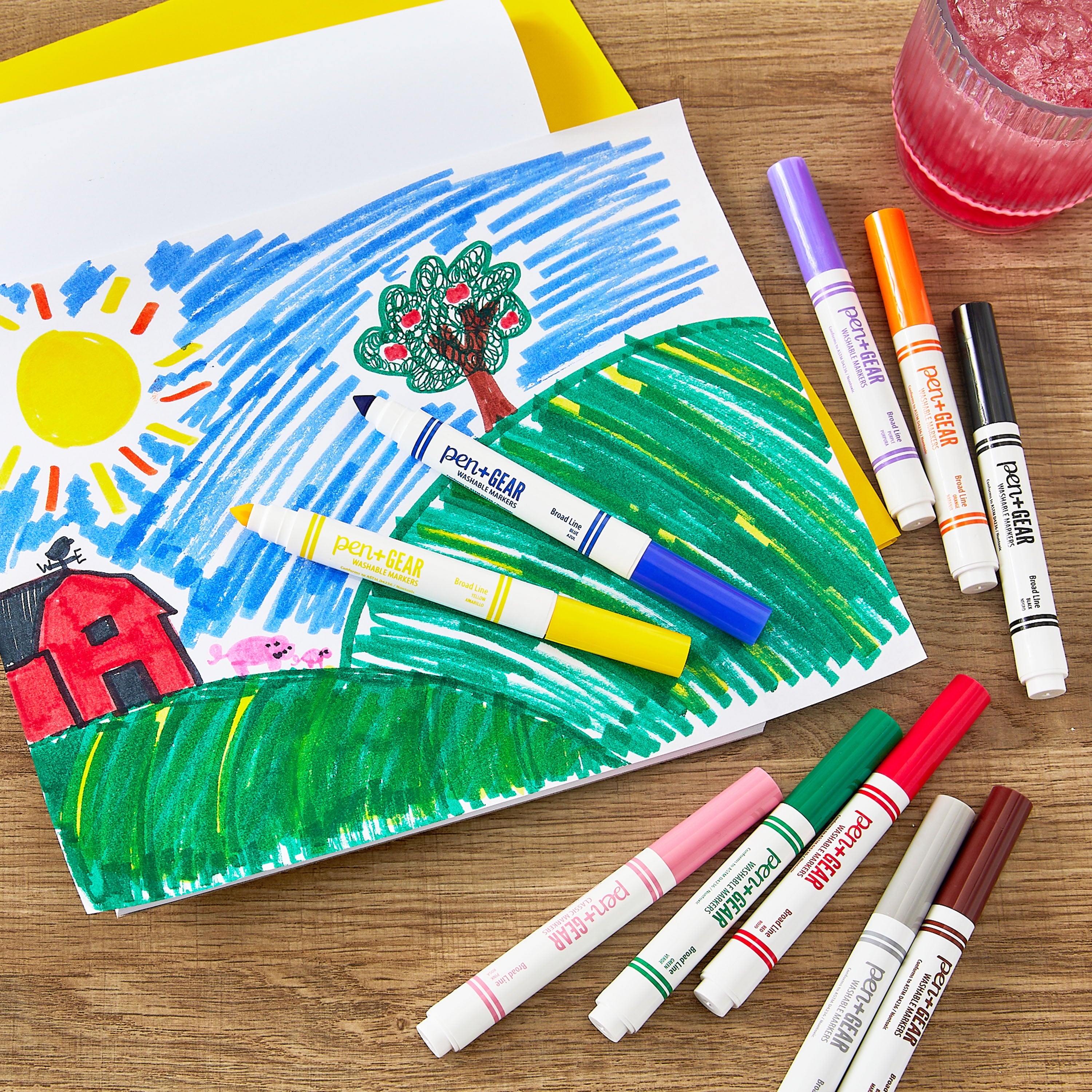 Washable Markers, Broad Tip, Assorted Colors, 10 Count - Image 2