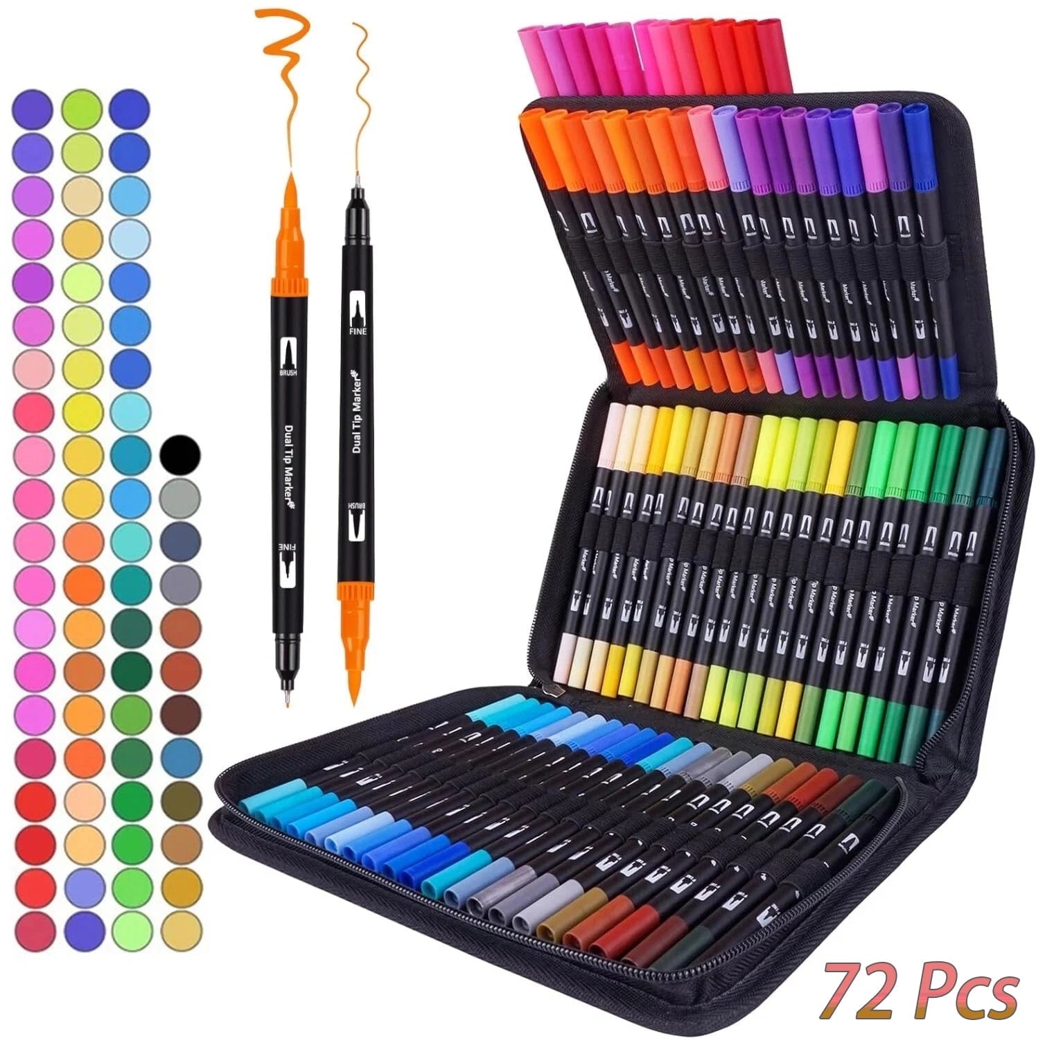 72 Tip Art Markers Set - Fine Tip & Brush Pens for Adult Doodling, Crafting, Drawing