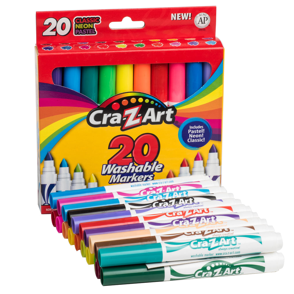 20 Count Multicolor Broad Line Washable Art Markers, Back to School Supplies - Image 2