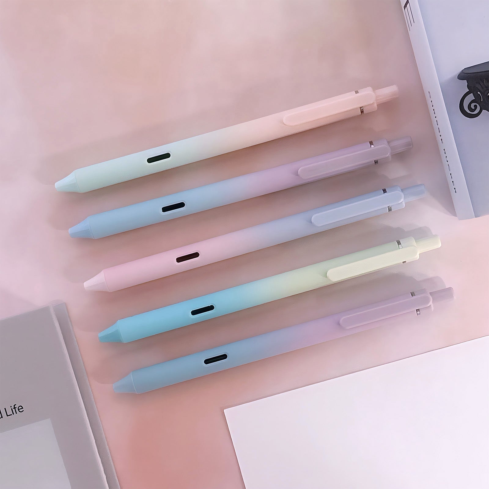 Whisper Fusion Silent Retractable Gel Pen Set (5 Pack), 0.5mm Fine Point Black Ink - Image 3