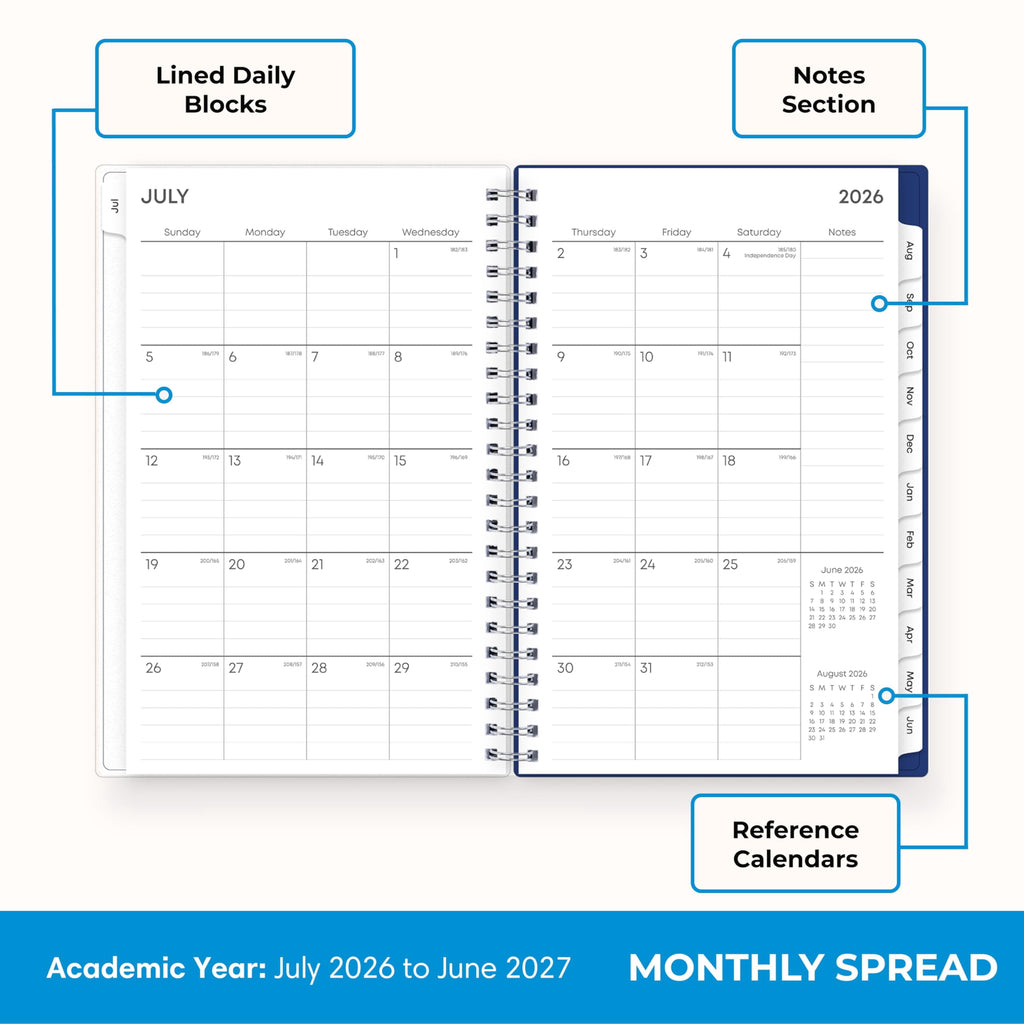 2026-2027 Weekly and Monthly Academic Year Planner Calendar, July 2026 - June 2027, 5" x 8", Flexible Cover, Wireboun... - Image 4