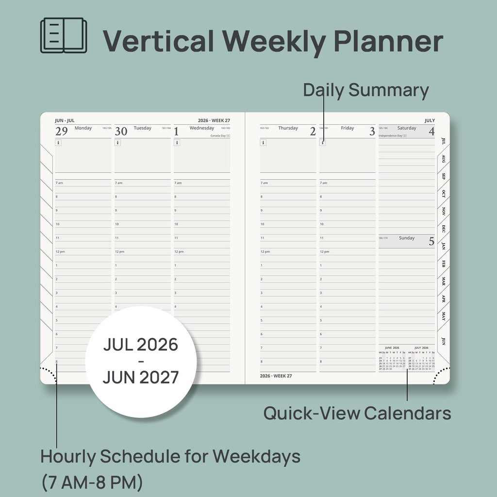 Academic Planner 2026-2027, 6.5"x8.5", Weekly and Monthly Calendar (Jul.26-Jun.27), Flexible Cover, Monthly Tabs,100 ... - Image 4