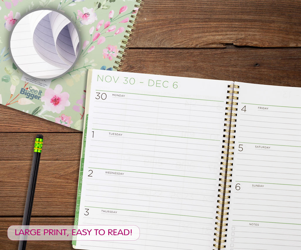 M/W Planner, Large (9" x 11"), Green Floral, 15-Month: Apr 2026 - Jun 2027 - Image 4