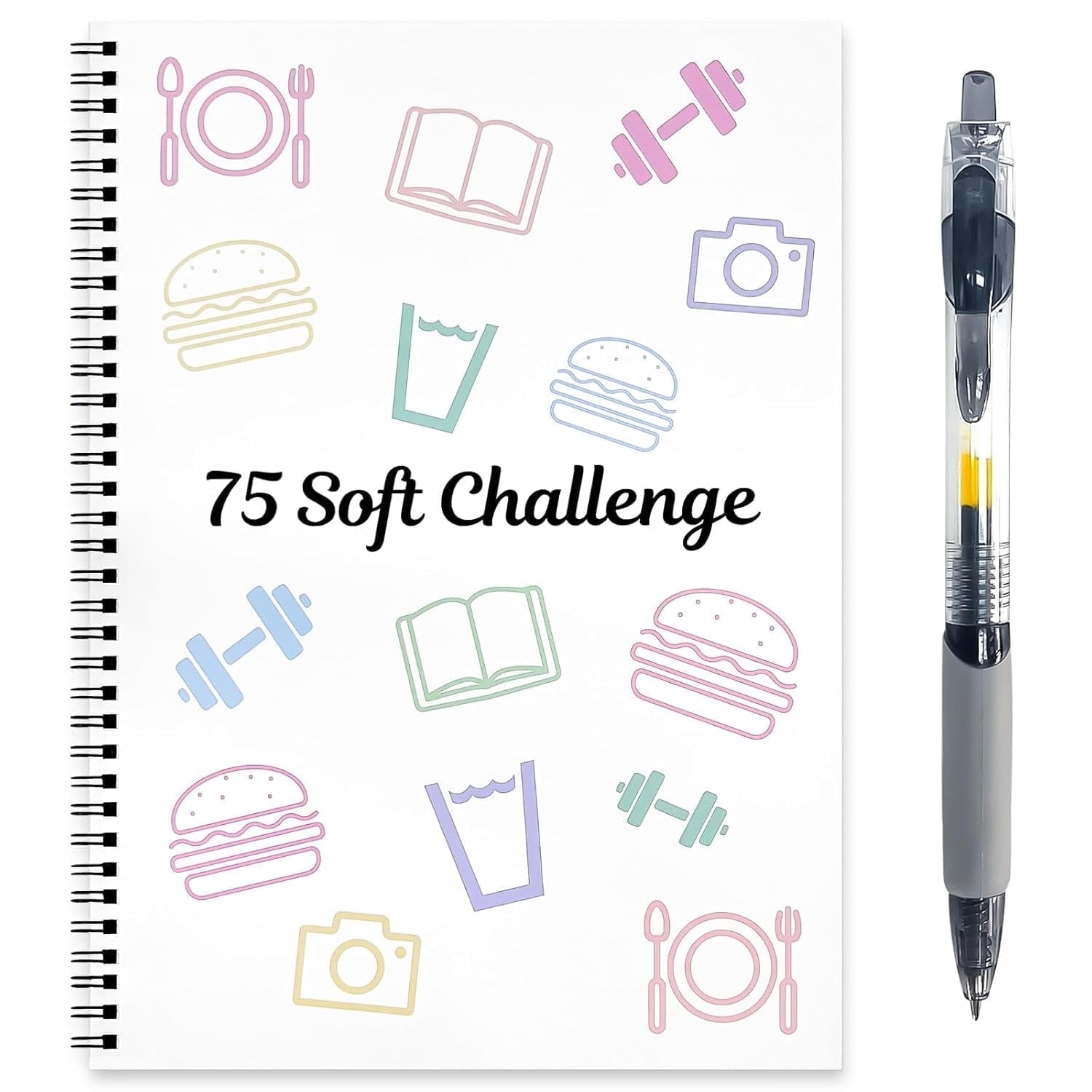 75-Day Planner Notebook, 75 Easy Target Tracker Journal – Editable Spiral Organizer Notepad with Weekly & Monthly Cal...