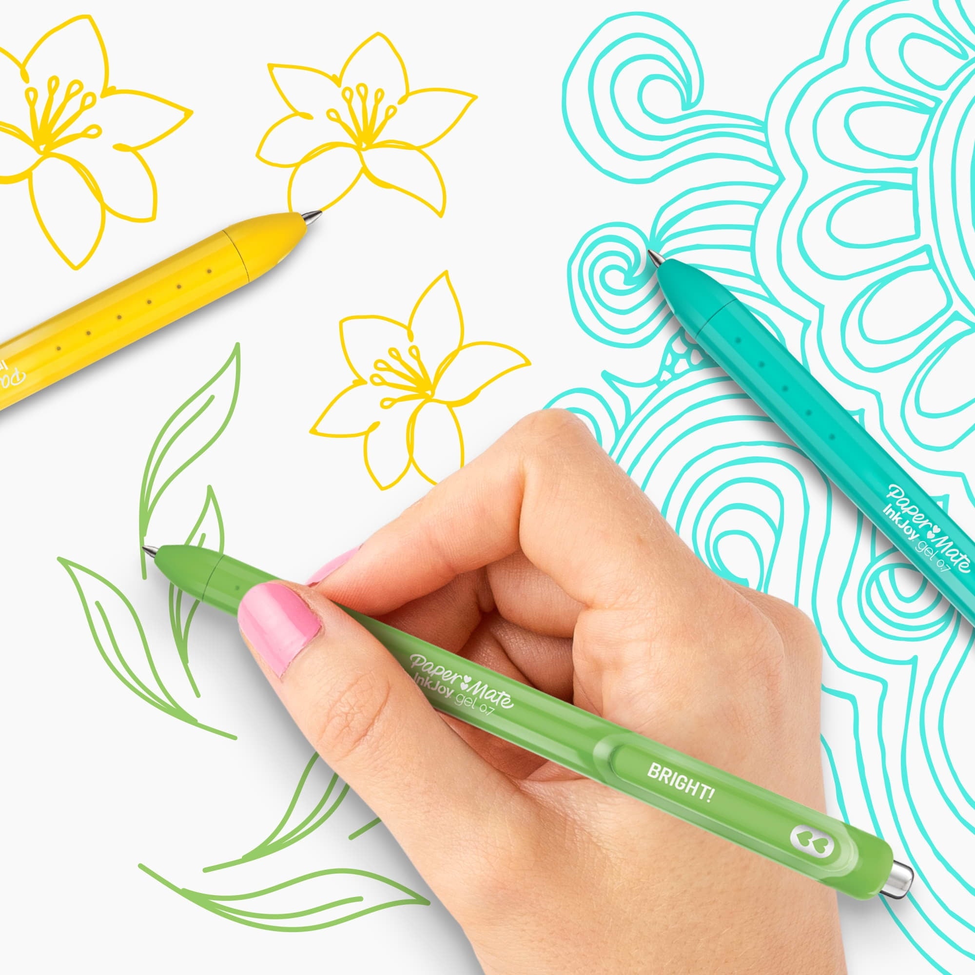 Inkjoy Gel Bright! Pens, Medium Point (0.7mm), Retractable, Assorted Opaque Ink, 6 Count - Image 5