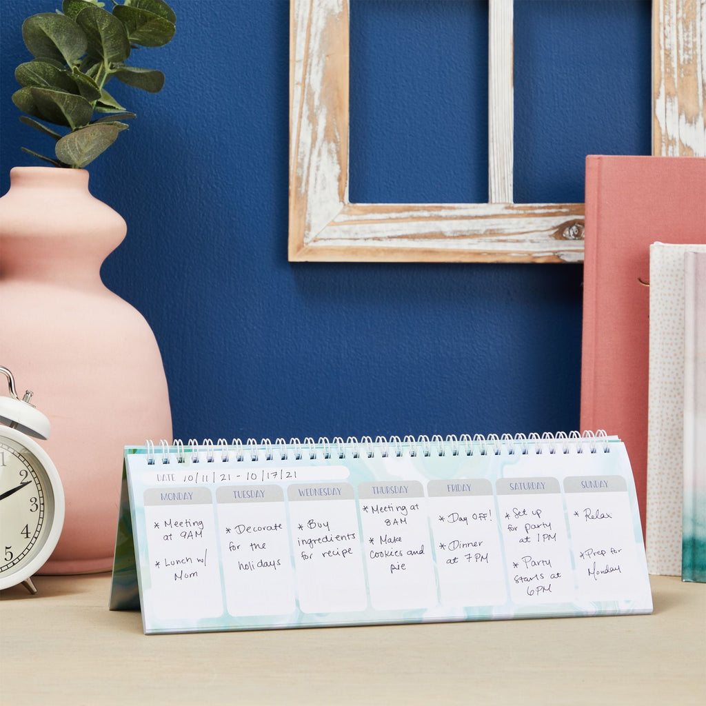 Goals, Shopping, To Do List, Horizontal Desk Calendar (Spiral Bound, 12 x 4 in) - Image 4