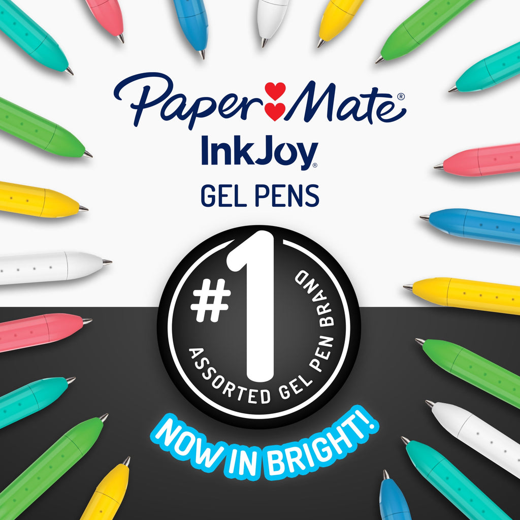 Paper Mate InkJoy Bright Pens, Gel Pens, Medium Point (0.7mm), Retractable, Assorted Brighter Ink, 3 Count - Image 2