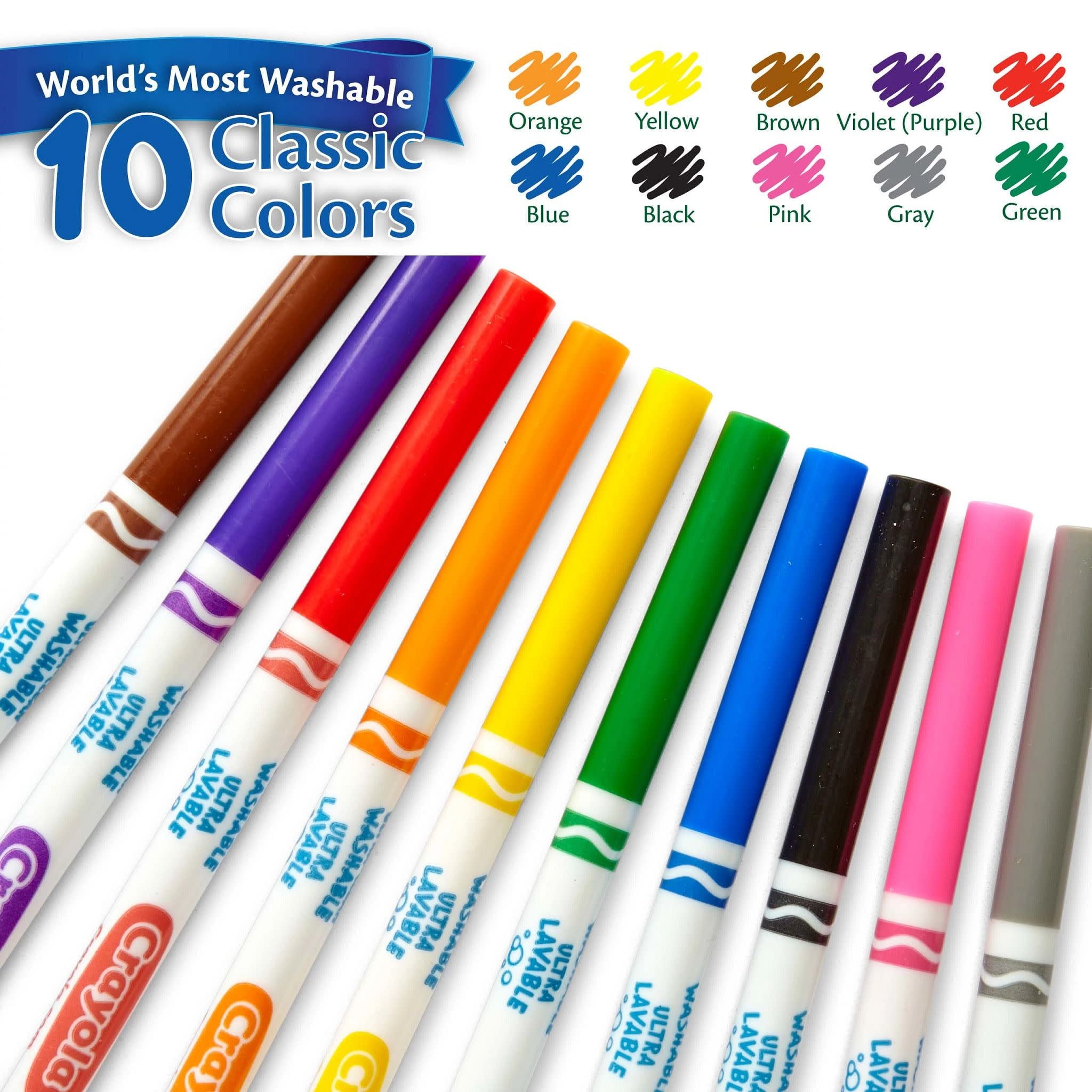 Ultra-Clean Washable Markers, Fine Line, 10 Ct, School Supplies for Kids and Teachers, Classroom Must Have, Gifts - Image 2