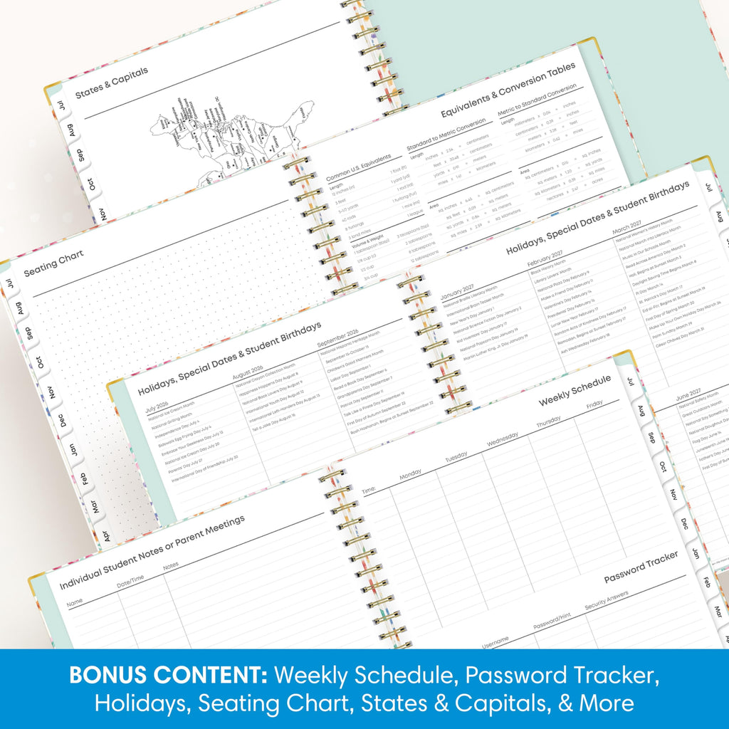 2026-2027 Weekly and Monthly Academic Year Teacher Lesson Planner Calendar With Clipboard, July 2026 - June 2027, 8.5... - Image 5