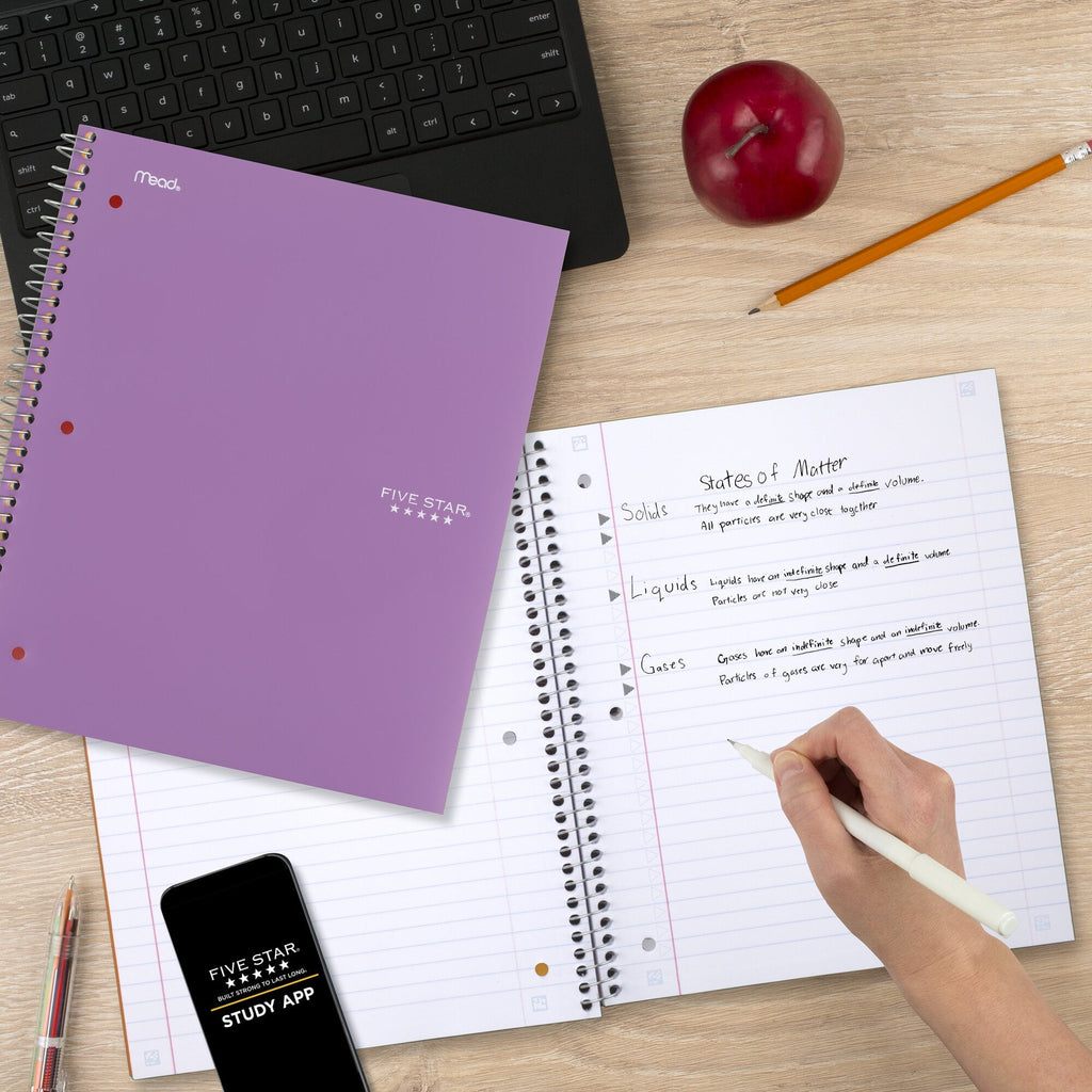 Notebook + Study App, 5 Subject, Wide Ruled, 8" x 10.5", Amethyst - Image 6
