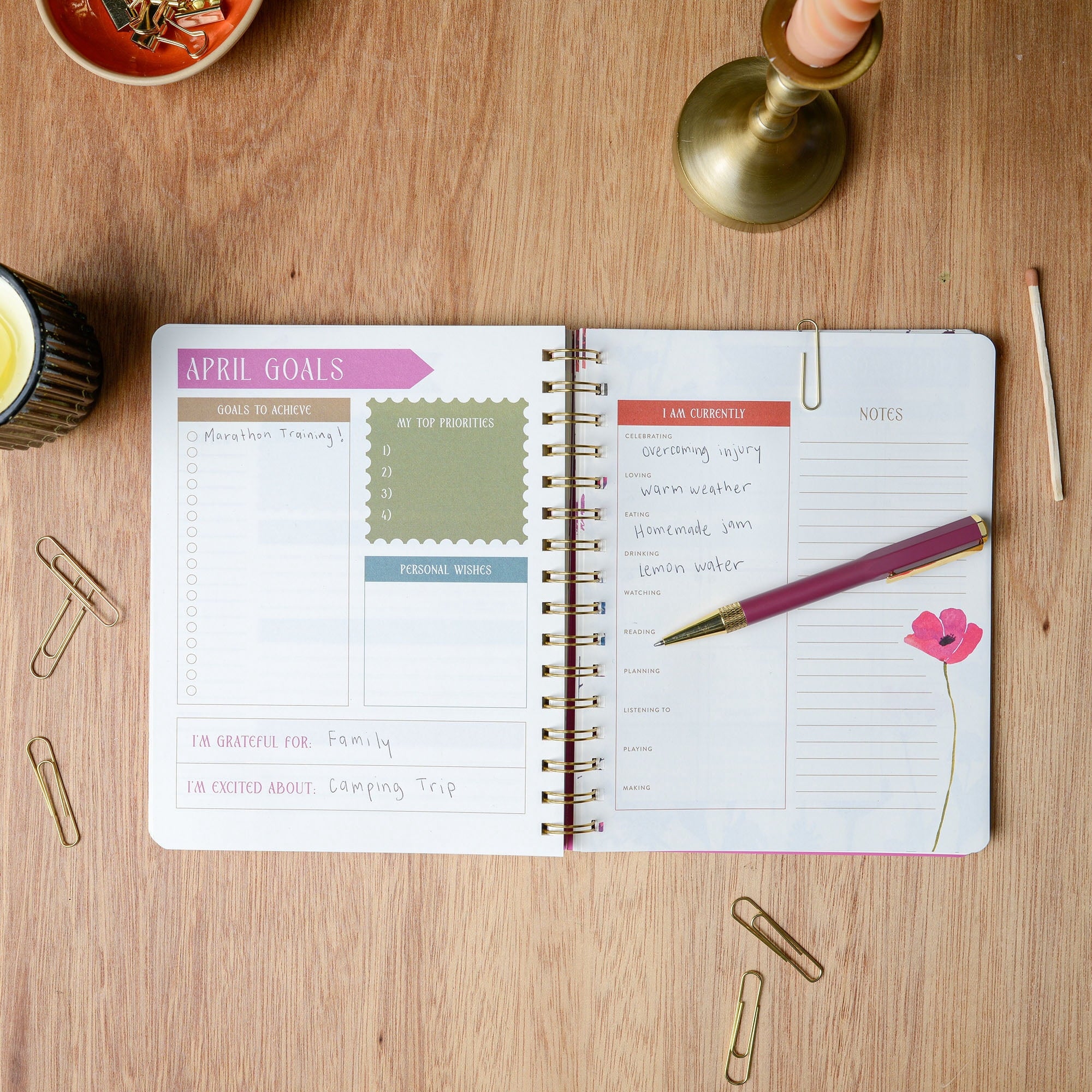 Think Ink 15 Month Weekly Planner 6.75" x 8.37" Cream Wildflower, Apr 2026 - Jun 2027 - Image 3