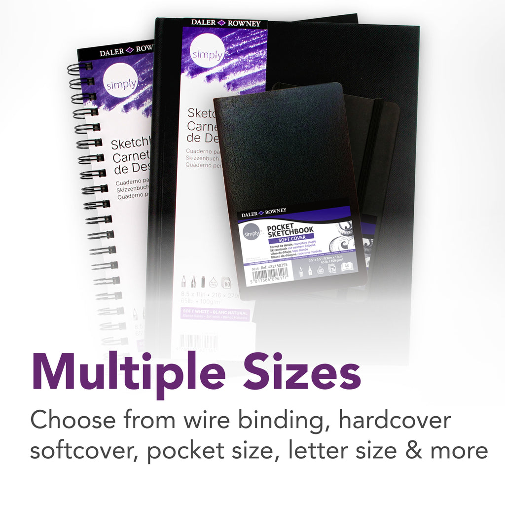 Daler-Rowney Simply... Sketchbook, Soft White Pages, (65lb/100g), Black Cover Wire Binding, 80 Sheet, 8.5" x 11" - Image 5