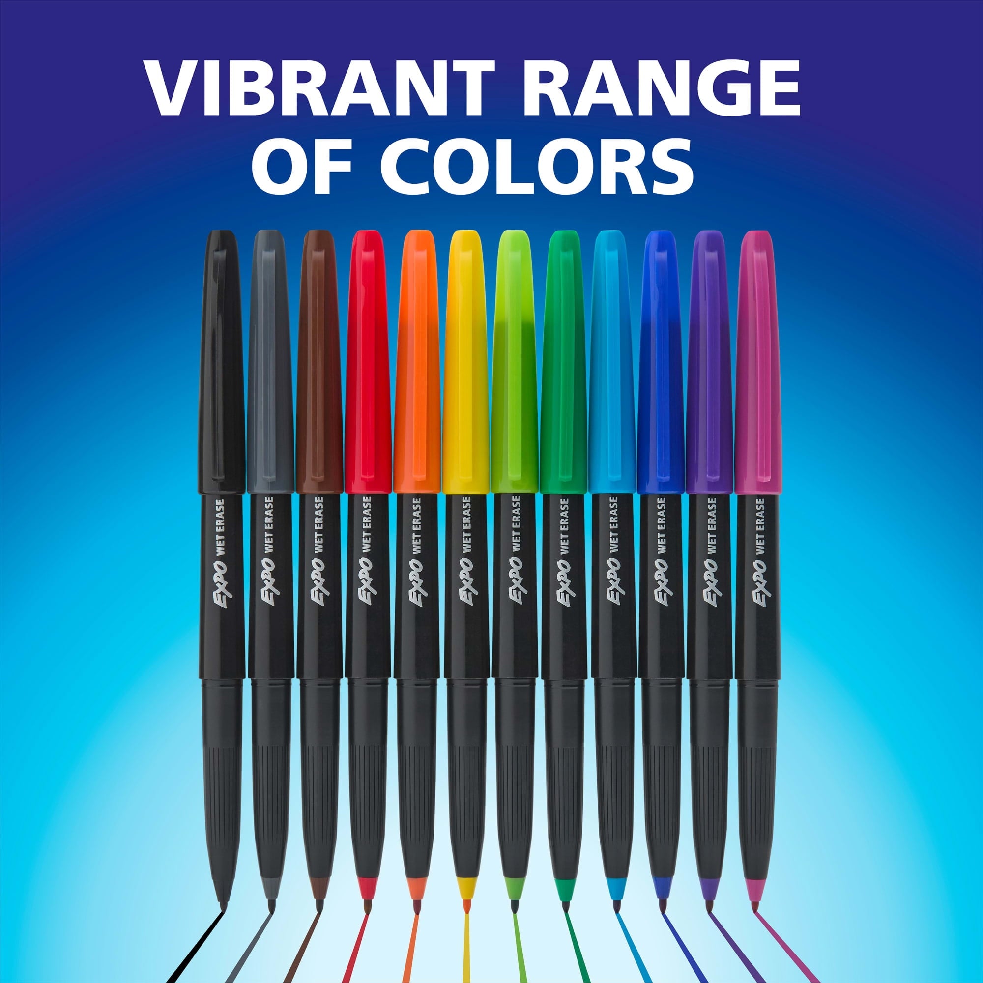 EXPO Vis-a-Vis Wet-Erase Markers,  Ultra Fine Tip, Black, Box of 12 - Image 5