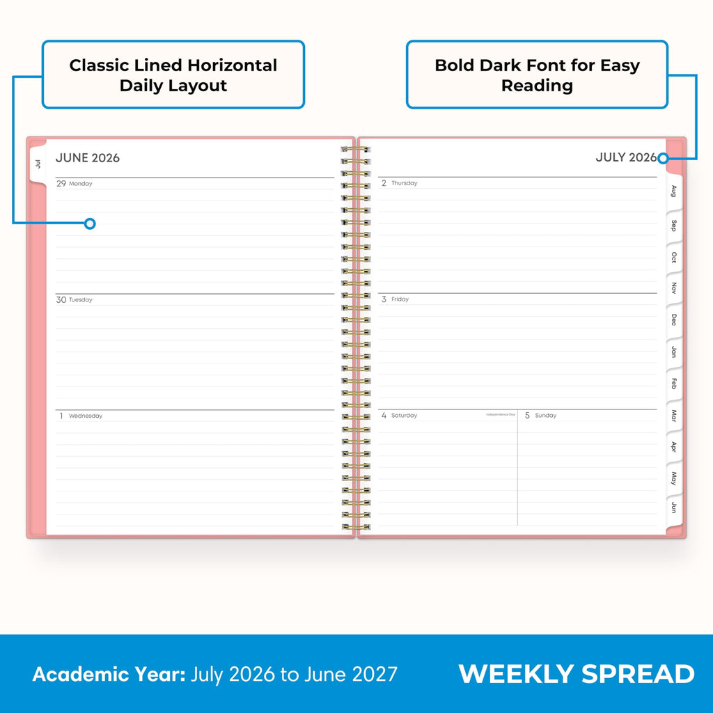 2026-2027 Weekly and Monthly Academic Year Planner Calendar, July 2026 - June 2027, 8.5" x 11", Flexible Cover With P... - Image 3