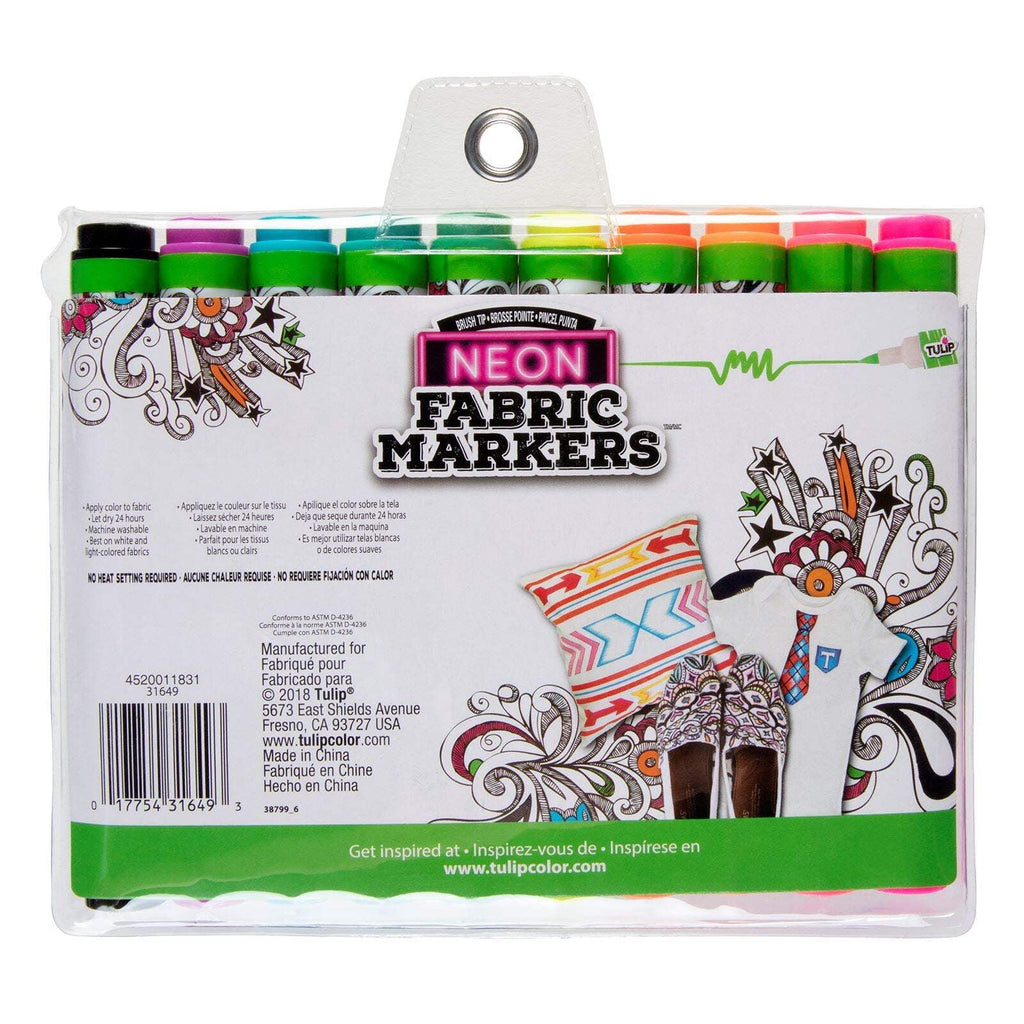 Tulip Brush Tip Fabric Markers 10 Pack Neon - Image 6