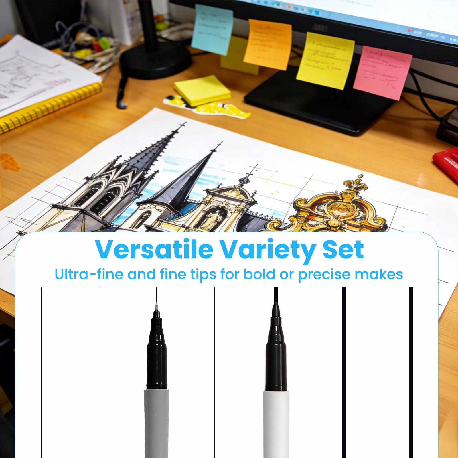 Permanent Markers, Fine & Ultra Fine Tip (60 Count), Assorted Colors Marker Set for Writing, Drawing, Poster, School Supplies - Office & Hom - Image 4