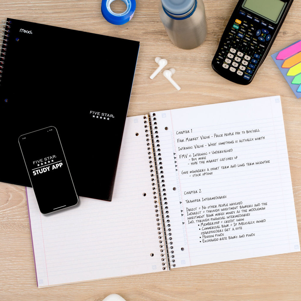 Spiral Notebook + Study App, 5 Subject, College Ruled, 8.5" x 11", Black - Image 2
