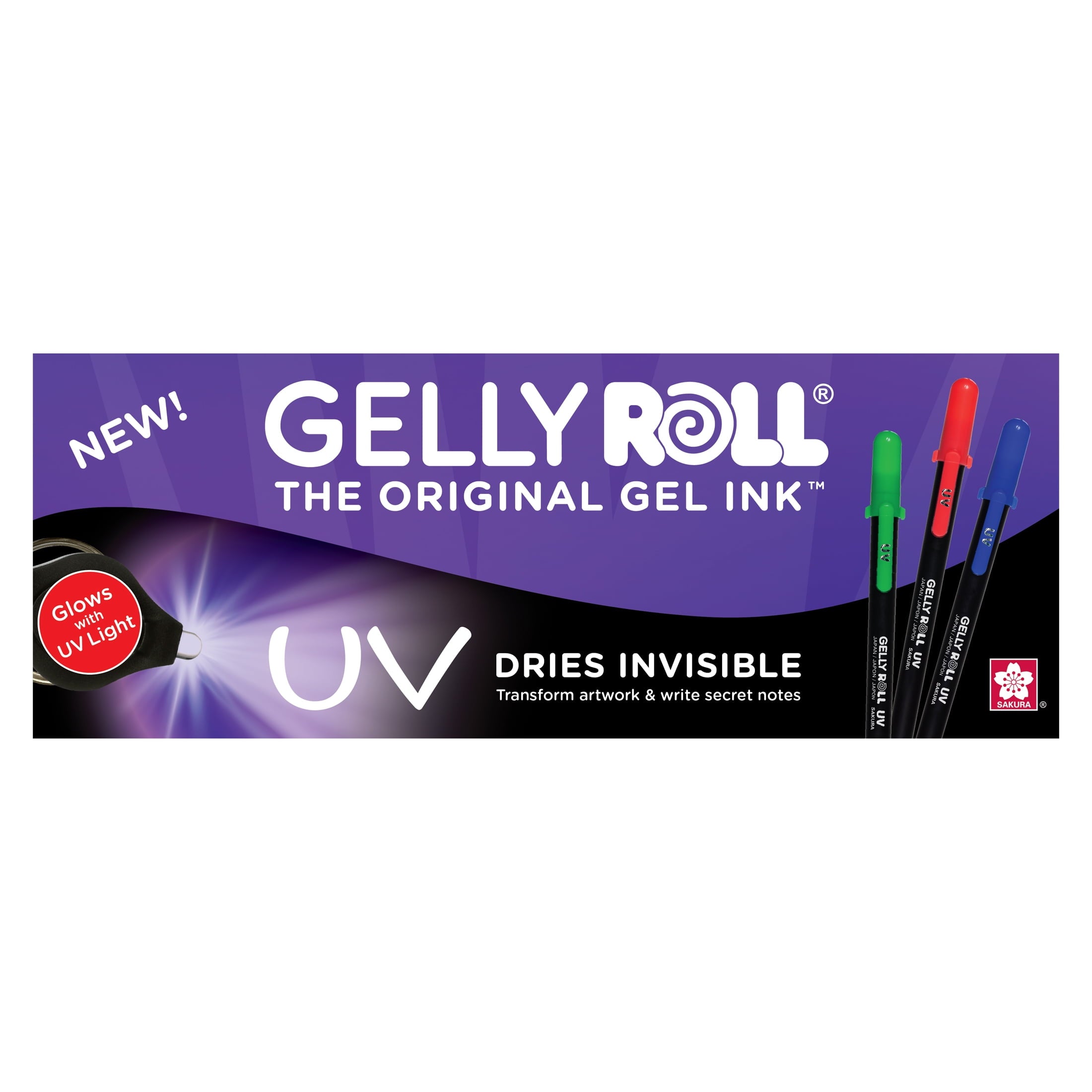 UV-Ink Gel Pen, Bold Point, 3 Colors - Red, Blue, & Green, 3-pc set - Image 3