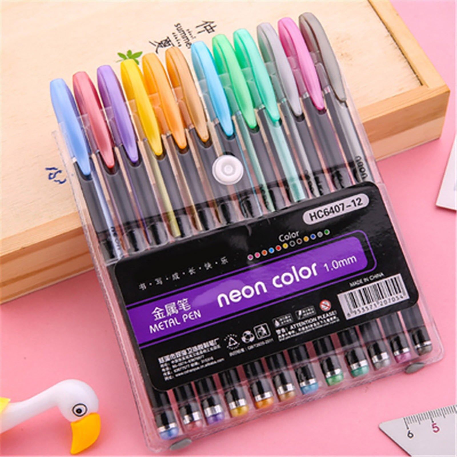 Glitter Gel Pens Set of 12, Colored Pens for Adult Coloring Books, Flash Color Markers for Doodling & Scrapbooking, 2ml - Image 2