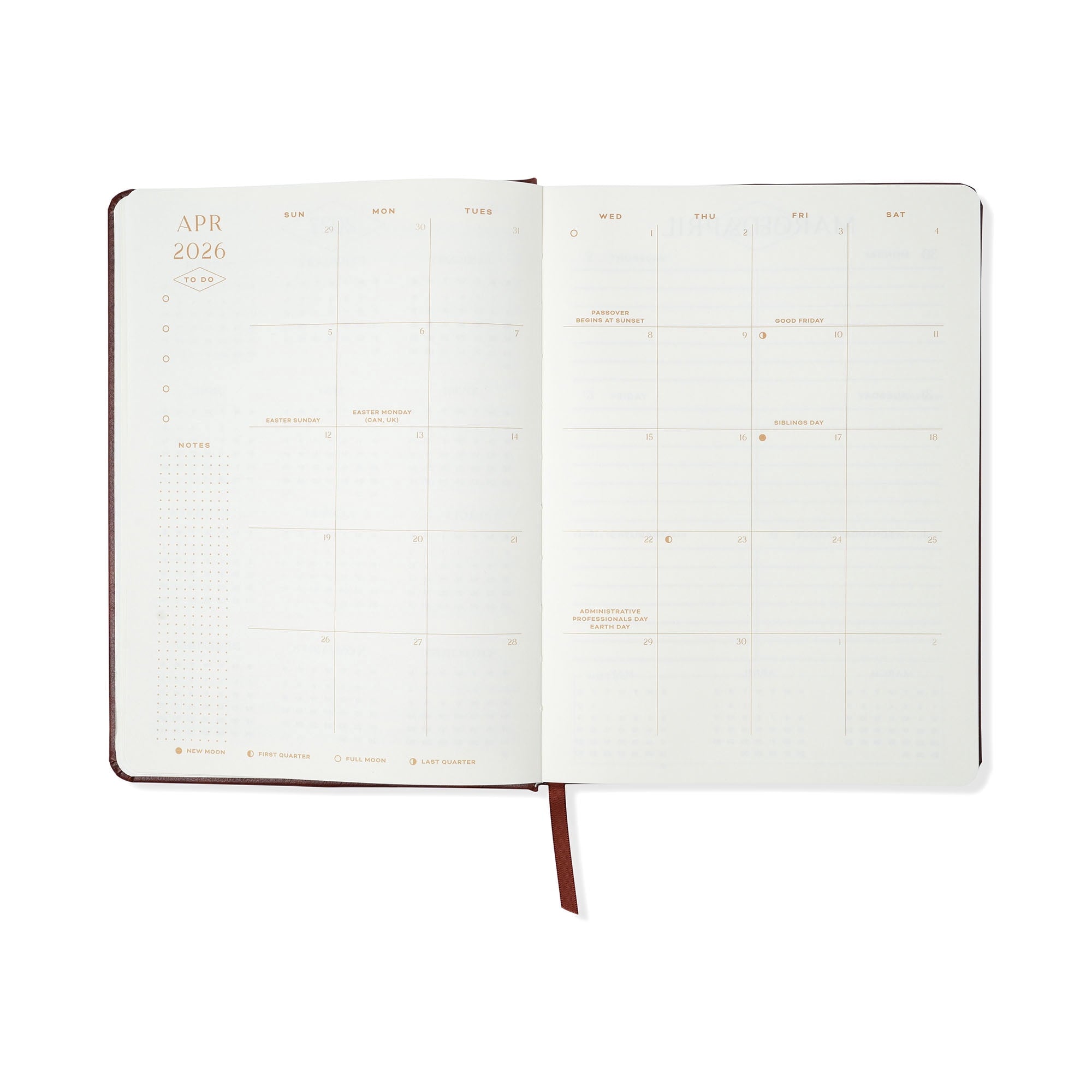 Think Ink 15 Month Weekly Leatherette 6.5" x 9" Brown April 2026 - June 2027 Planner - Image 4