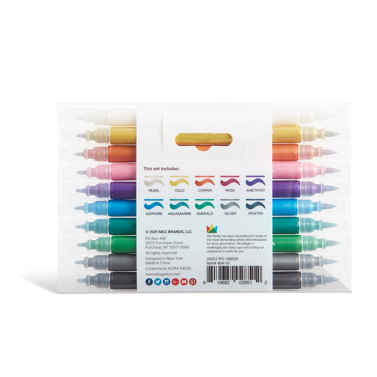 Twin Tip Brush/ Fine Tip Metallic Markers Set – 10 Shimmer Colors for Drawing, Lettering & Art - Image 2