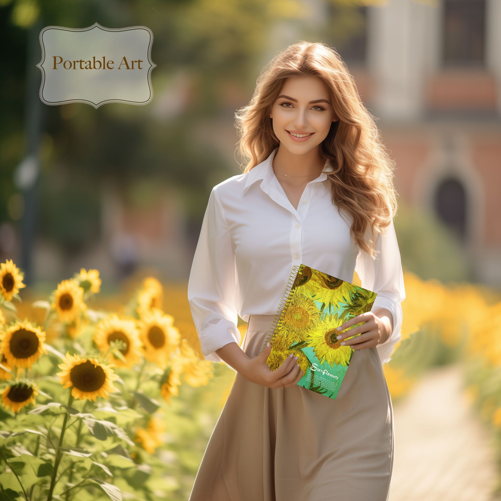 Large Spiral Notebook, B5, 8x10, Big, Hardcover, Lay-flat, Lined, Van Gogh Sunflower - Image 6