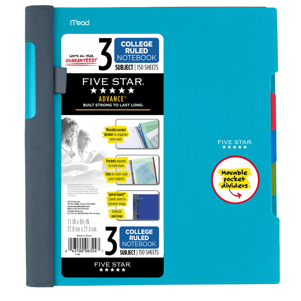 Advance Notebook, 3 Subject, College Ruled, Assorted Colors (08285) - Image 4