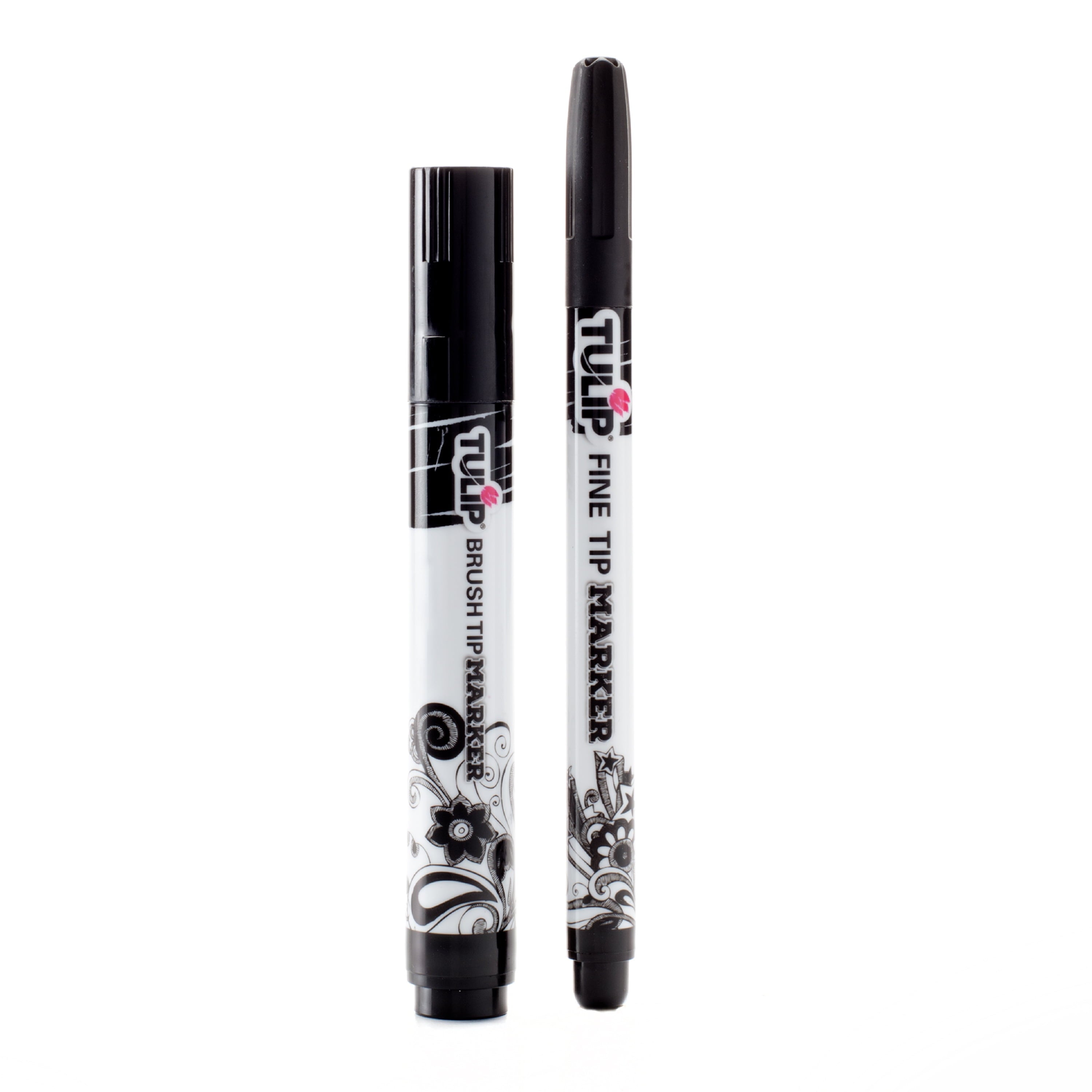 Tulip Fabric Markers 2 Piece, Black, Fine Tip and Brush Tip Permanent - Image 2