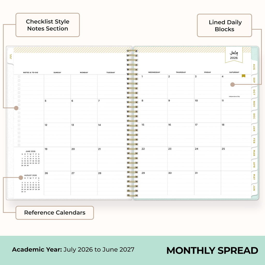 2026-2027 Weekly and Monthly Academic Year Planner Calendar, July 2026 - June 2027, 8.5" x 11", Flexible Cover, Lamin... - Image 4