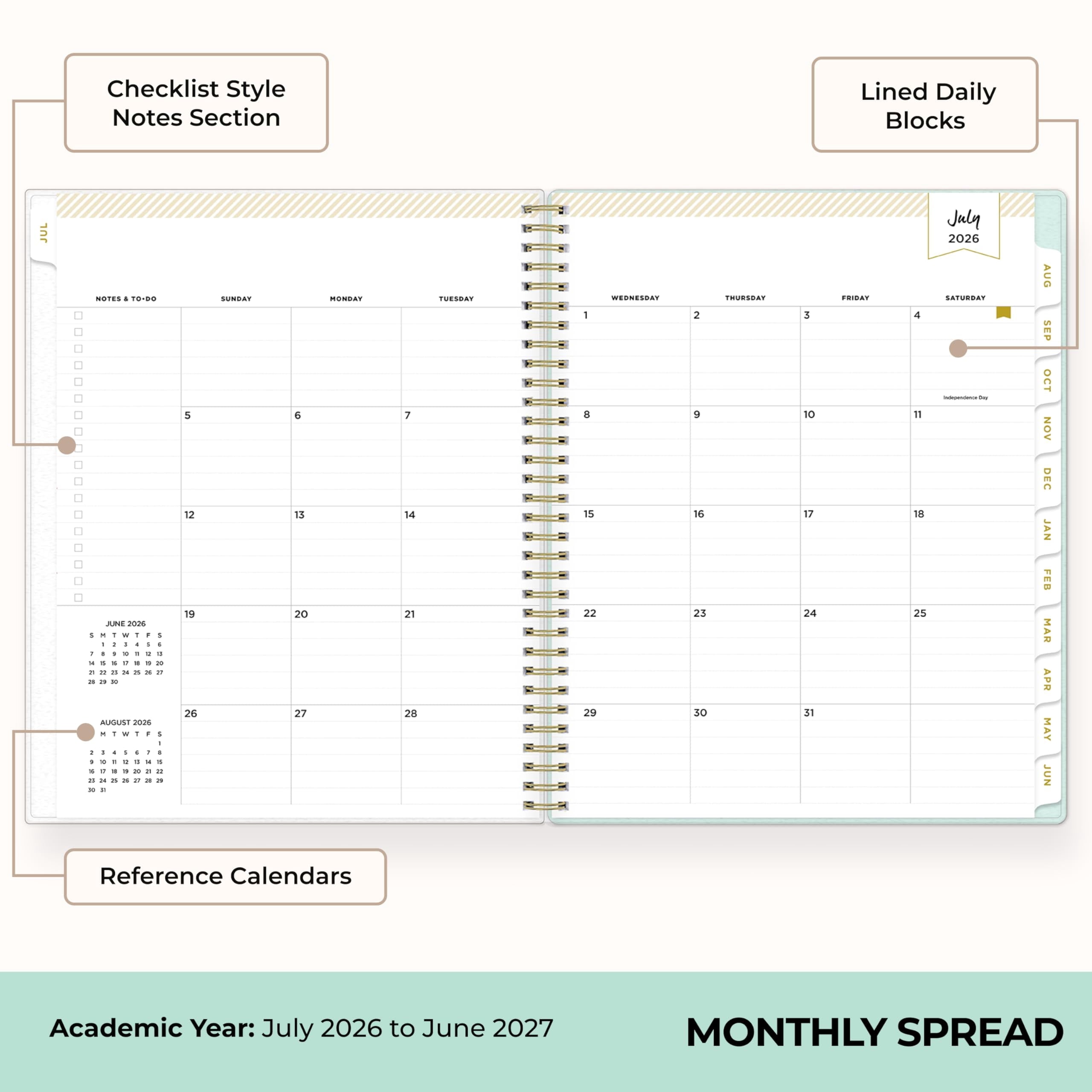 2026-2027 Weekly and Monthly Academic Year Planner Calendar, July 2026 - June 2027, 8.5" x 11", Flexible Cover, Lamin... - Image 4