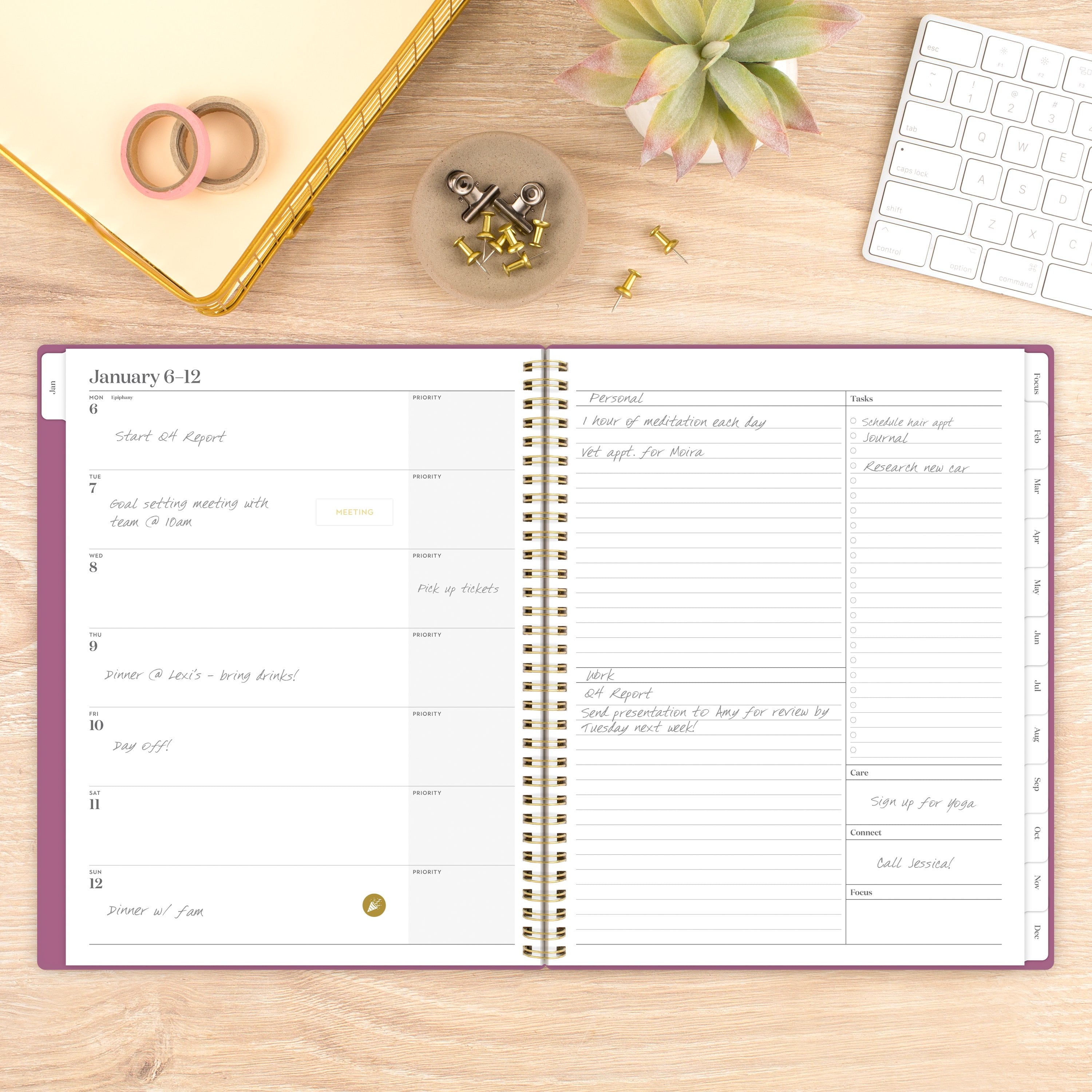 Balance 2025 Weekly Monthly Planner, Red Violet, 8.5" x 11" - Image 3