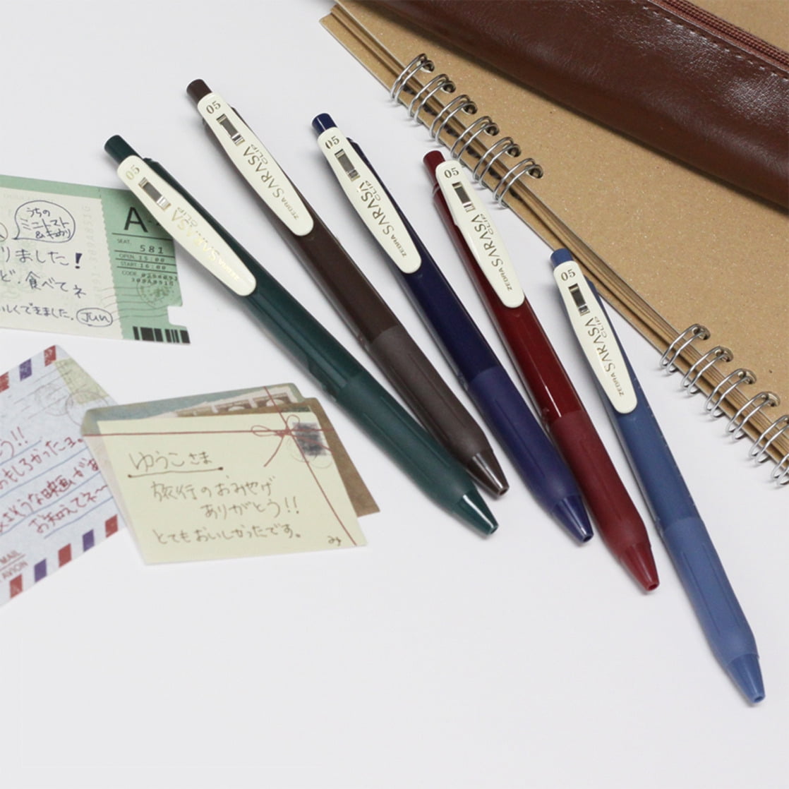 Sarasa Clip Vintage Gel Retractable 0.5mm Pens Assorted Dark Colors 5-Pack - Image 2
