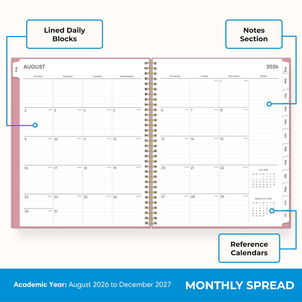 Blue Sky 17 Month 2026-2027 Weekly and Monthly Academic Year Planner Calendar, August 2026 - December 2027, 8.5" x 11", Flexible Cover, Wire - Image 4