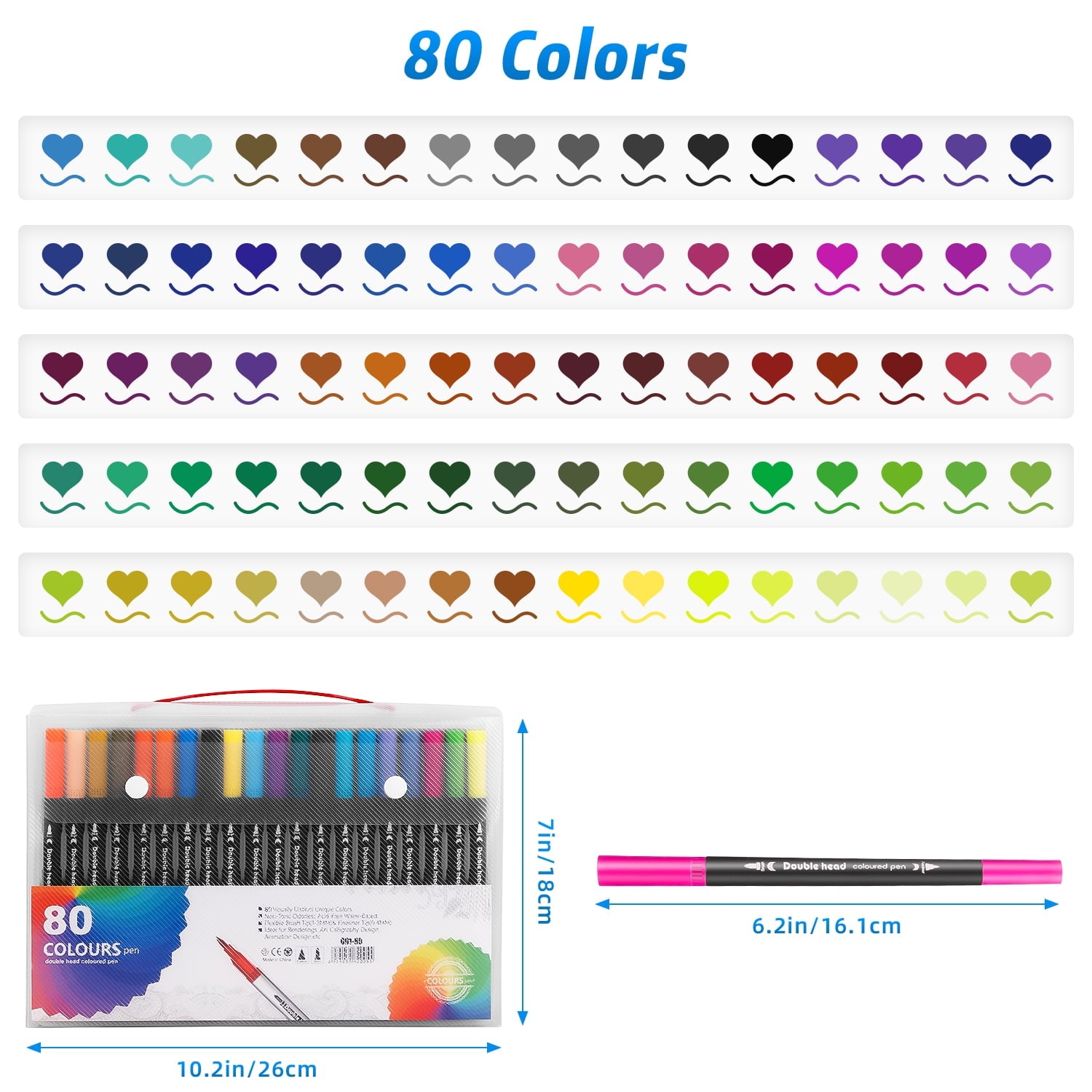 80 Colors Art Brush Marker, Dual Tip Coloring Markers, Fine Tip and Brush Tip Markers Pen for Note taking Planner Cal... - Image 2