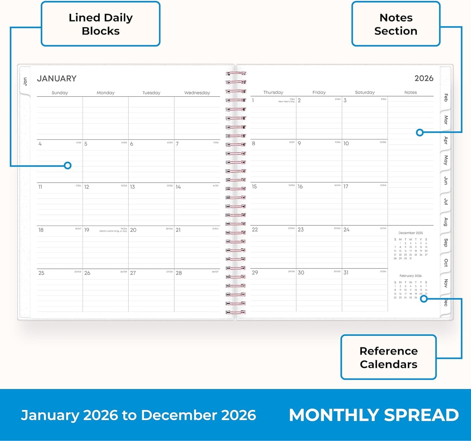 2026 Monthly Planner, 8" x 10", Joselyn, January To December, 110395 - Image 3