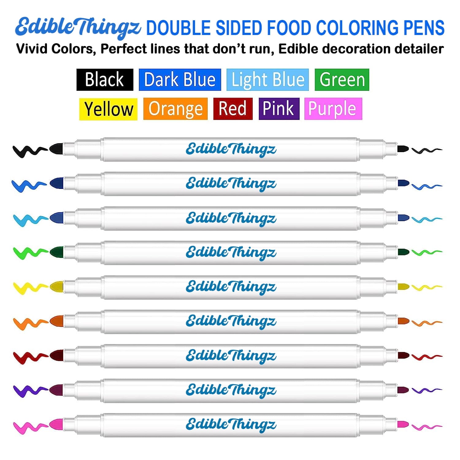 Edible Food Coloring Markers, Dual Sided Tips, Edible Gourmet Writer with Fine & Wide Tip for Decorating Cookies, Cak... - Image 4