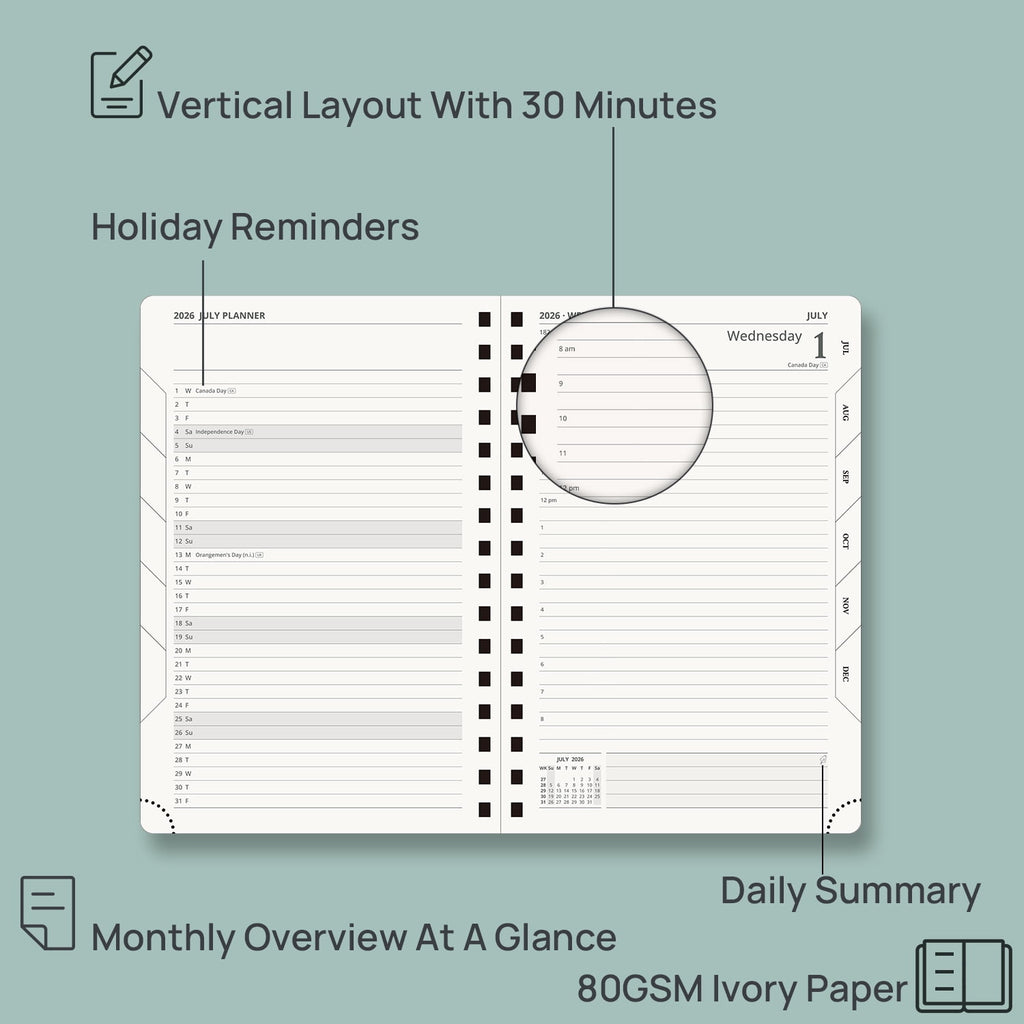 2026-2027 Daily Planner, 5.75" x 8.5", (Jul.26-Jun.27) Academic Calendar Book with One Page Per Day Planner, Spiral H... - Image 4