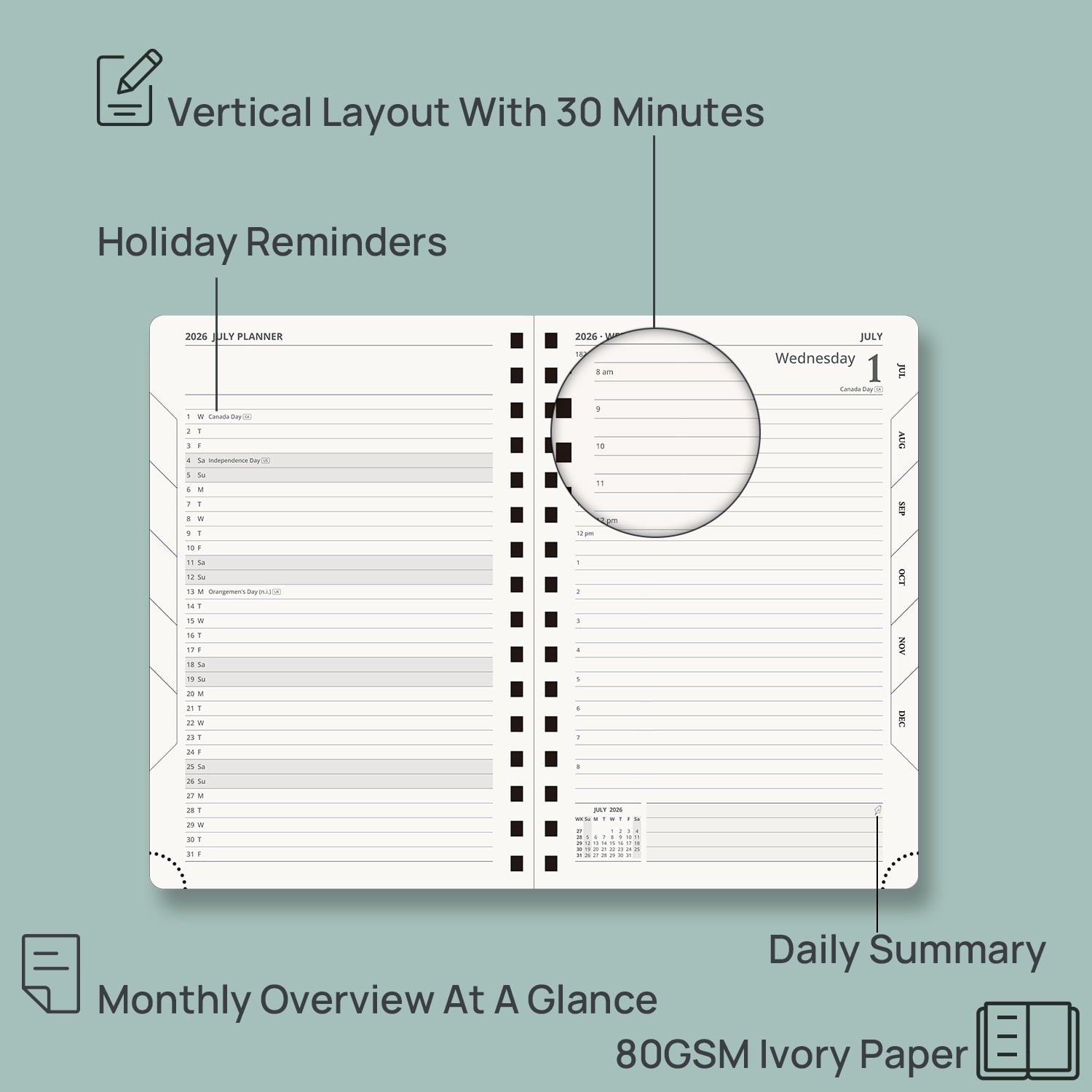 2026-2027 Daily Planner, 5.75" x 8.5", (Jul.26-Jun.27) Academic Calendar Book with One Page Per Day Planner, Spiral H... - Image 4