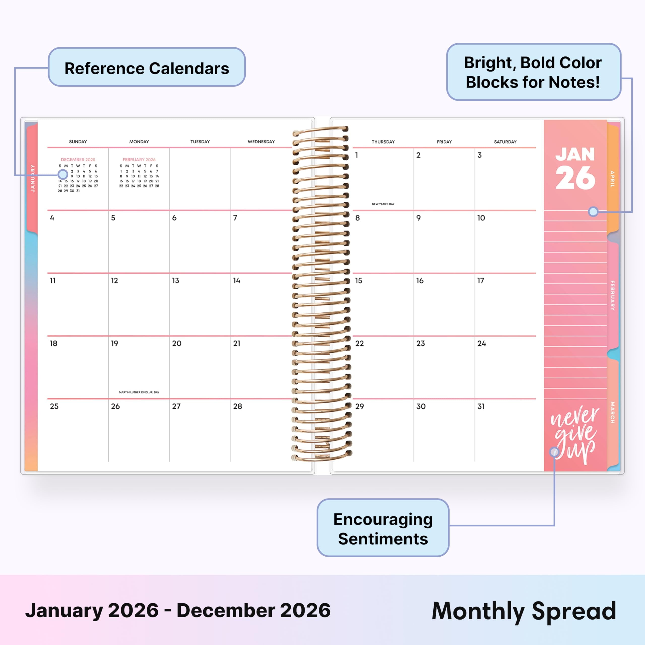 Blue Sky Livewell 2026 Daily and Monthly Planner Calendar, January 2026 - December 2026, 7" x 9", Flexible Laminated Cover, Heavy Duty Coil - Image 3