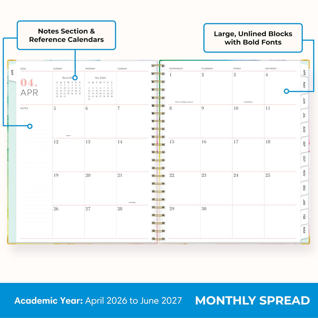 Blue Sky 15 Month 2026-2027 Weekly and Monthly Academic Year Planner Calendar, April 2026 - June 2027, 8.5" x 11", Hard Cover, Storage Pocke - Image 4