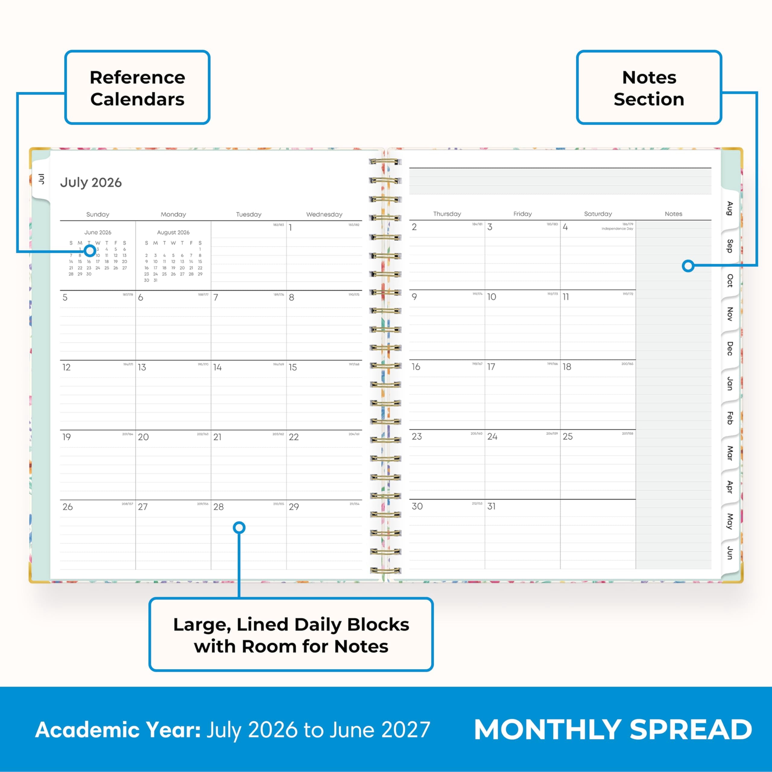 2026-2027 Weekly and Monthly Academic Year Teacher Lesson Planner Calendar With Clipboard, July 2026 - June 2027, 8.5... - Image 4