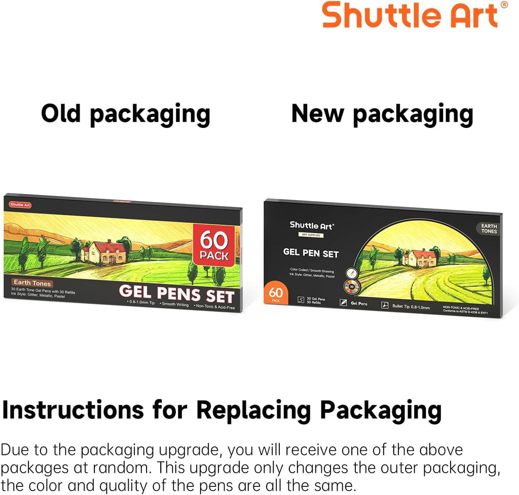 Shuttle Art 60 Pack Earth Tone Gel Pens, 30 Brown Earth Tone Gel Pens with 30 Refills for Adults Coloring Books Journaling Drawing Nature, L - Image 3