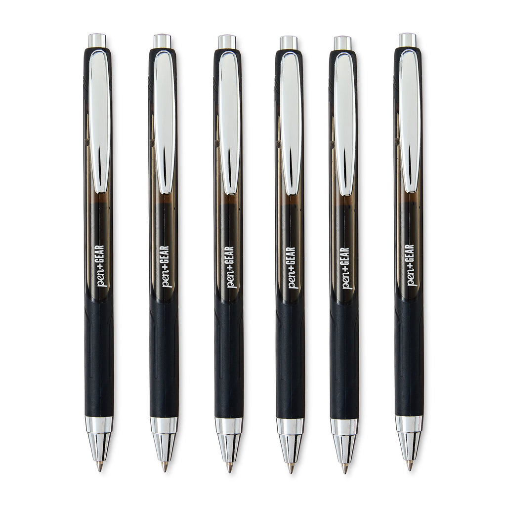 Retractable Gel Ink Pens, Medium Point, 0.7mm, Black, 6 Count - Image 6