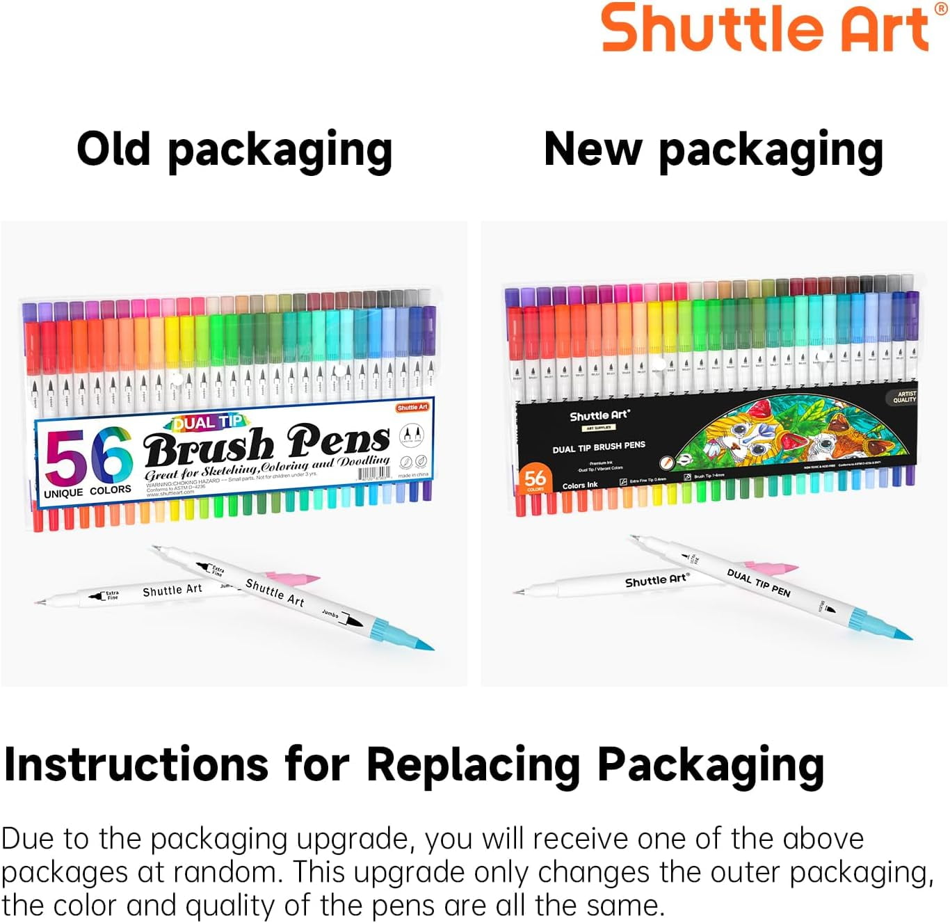 56 Colors Dual Tip Brush Pens Art Markers,Brush Tip with Fineliner 0.4 Markers Pen Set for Adult coloring books - Image 2