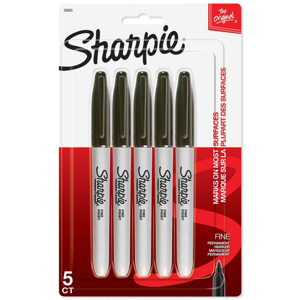 (3 pack) Sharpie Permanent Markers, Fine Point, Black, 5 Count - Image 2