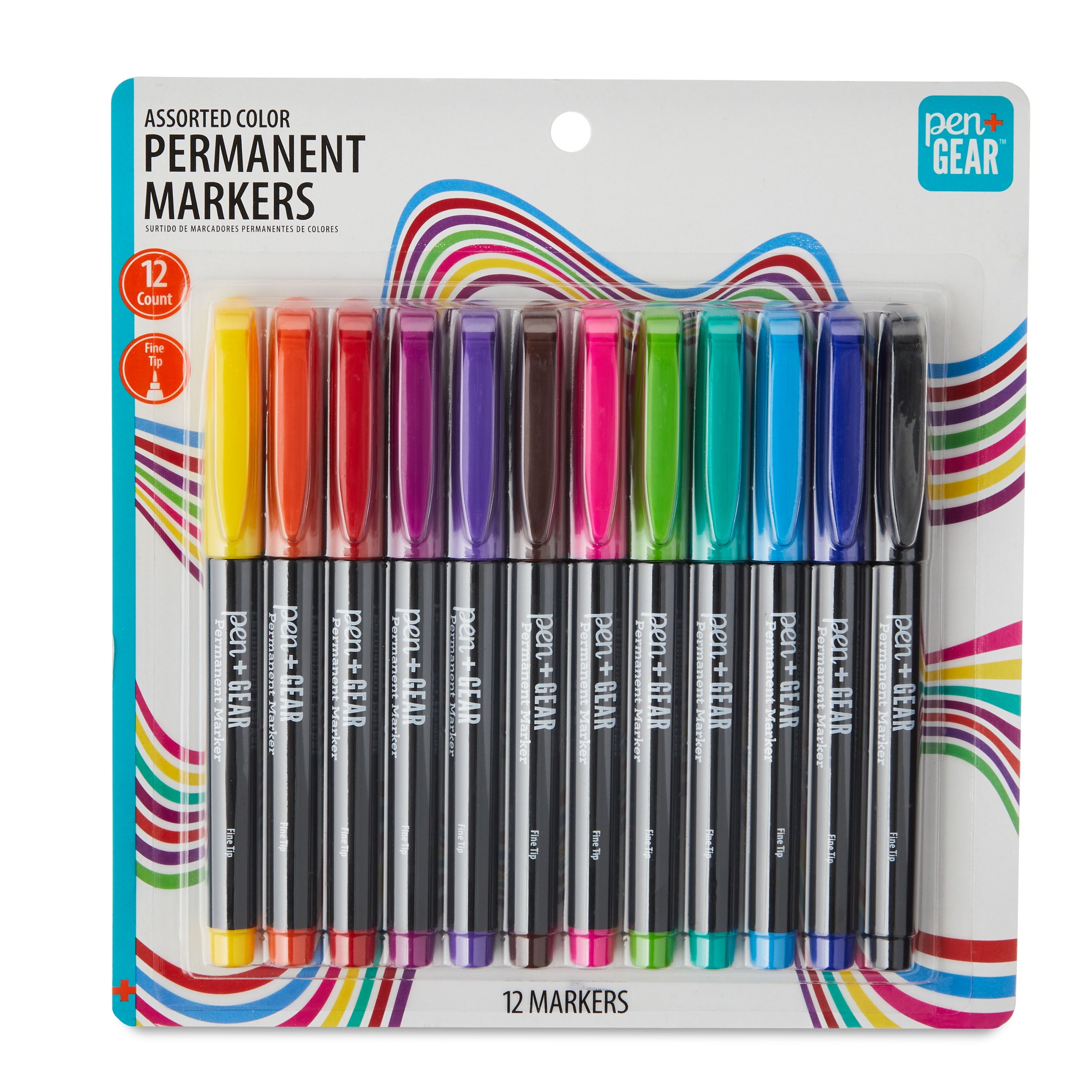 (3 pack) Permanent Markers, Fine Tip, Assorted Colors, 12 Count - Image 2