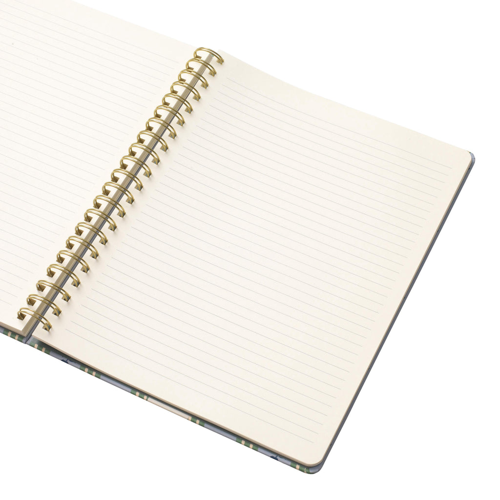 College Ruled, Lined Notebook, Spiral, Hardcover, B5 Size - 7.1"" x 10"" inches, Stripe and Floral Print - Ric Rac, Blue - Image 3