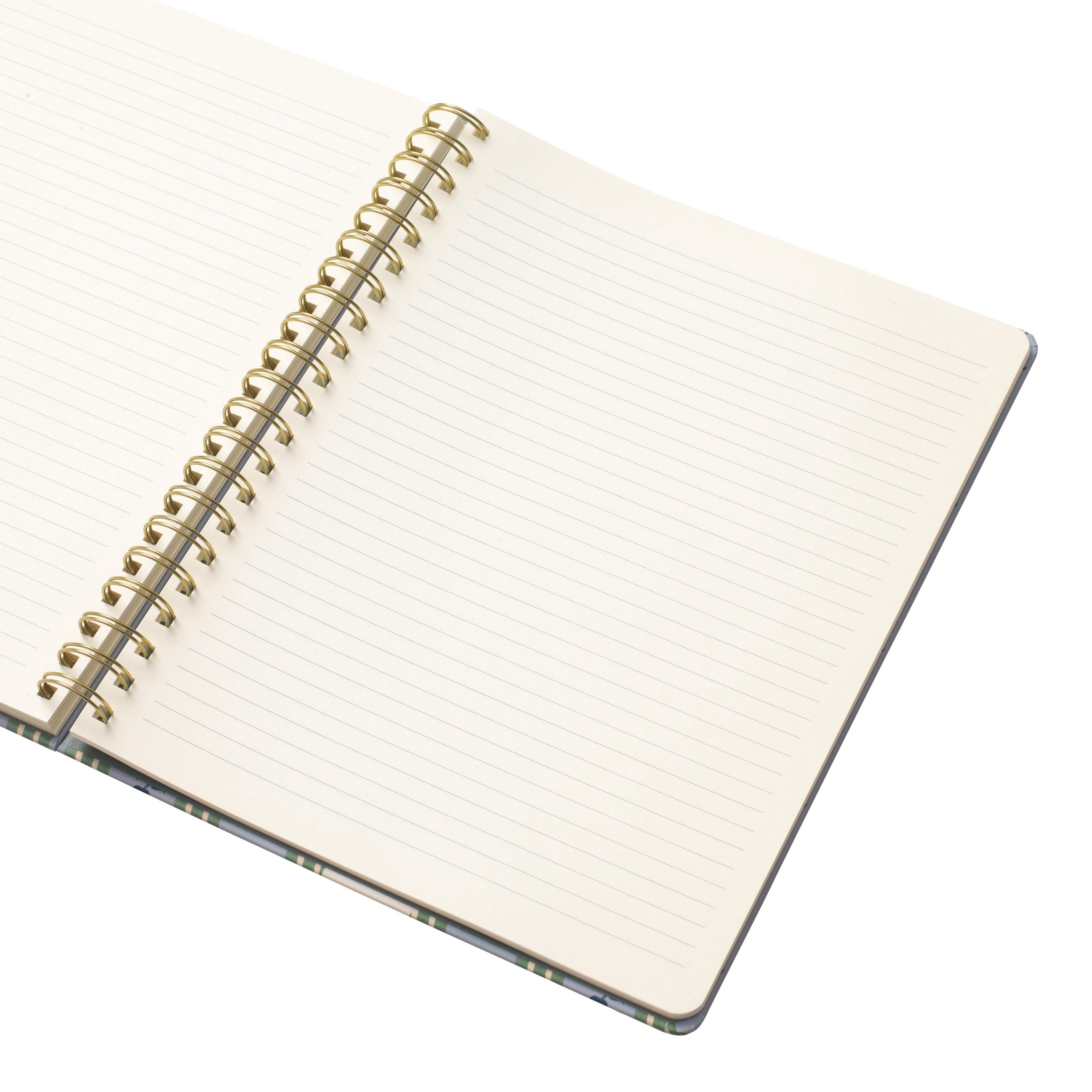 College Ruled, Lined Notebook, Spiral, Hardcover, B5 Size - 7.1"" x 10"" inches, Stripe and Floral Print - Ric Rac, Blue - Image 3