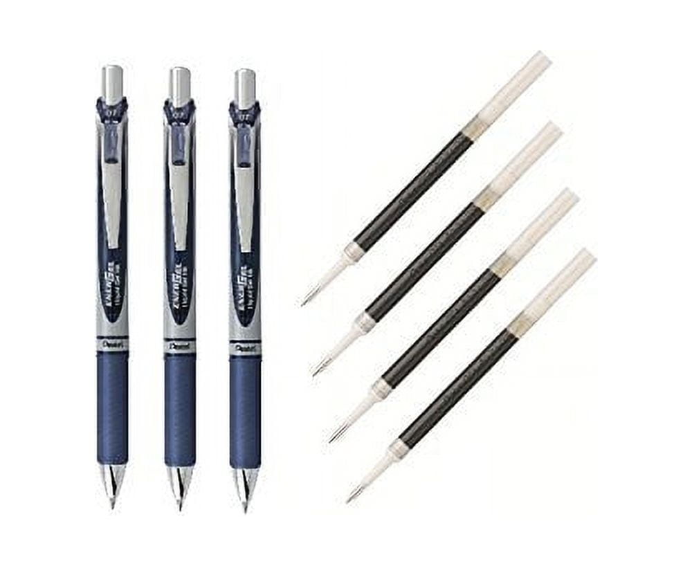 EnerGel Deluxe RTX Liquid Gel Ink Pen Set Kit, Pack of 3 with 4 Refills (Navy Blue - 0.7mm) - Image 2